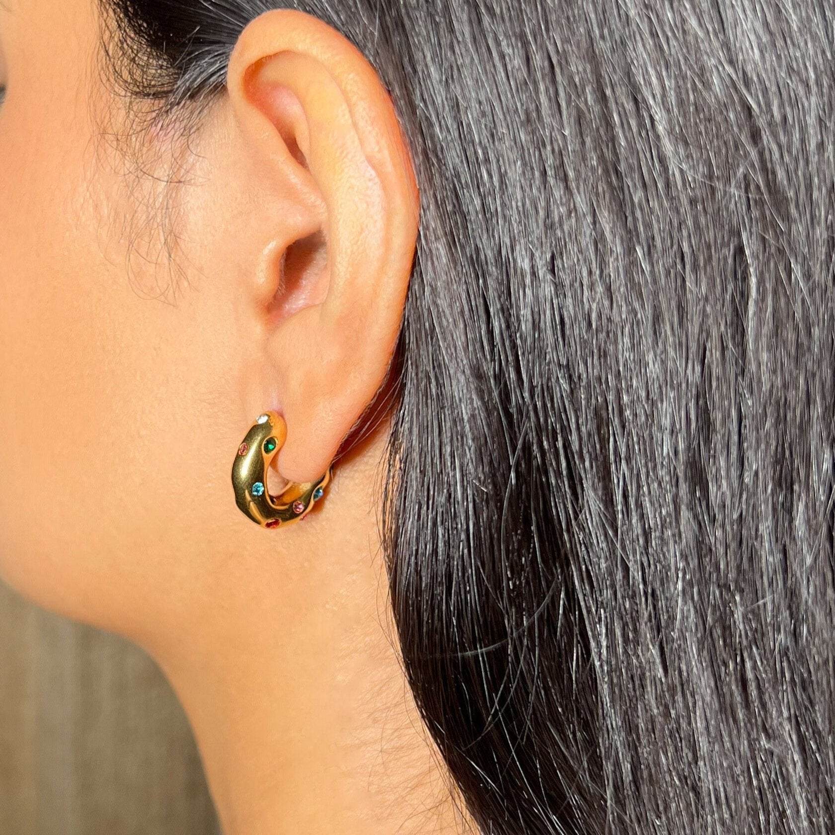Aria Hoops (multi coloured) - 18k gold plated | anti tarnish | waterproof