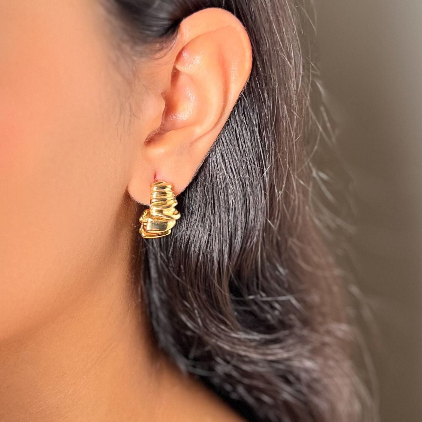 Mini Croissant Earrings - 18k Gold Plated