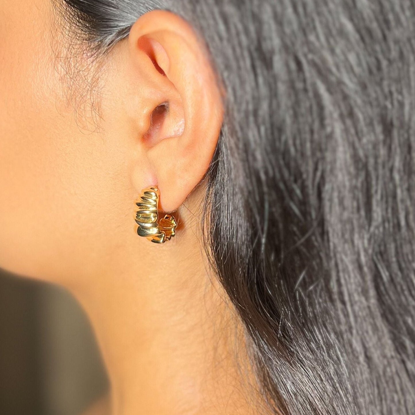 Mini Croissant Earrings - 18k Gold Plated