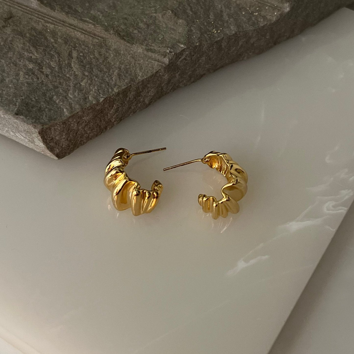 Mini Croissant Earrings - 18k Gold Plated