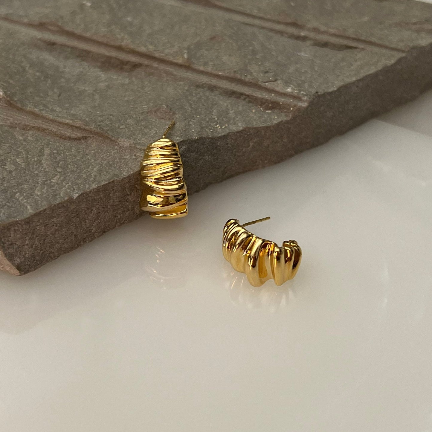 Mini Croissant Earrings - 18k Gold Plated