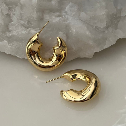 Chunky Glam Hoops - 18k Gold Plated |  anti tarnish | waterproof