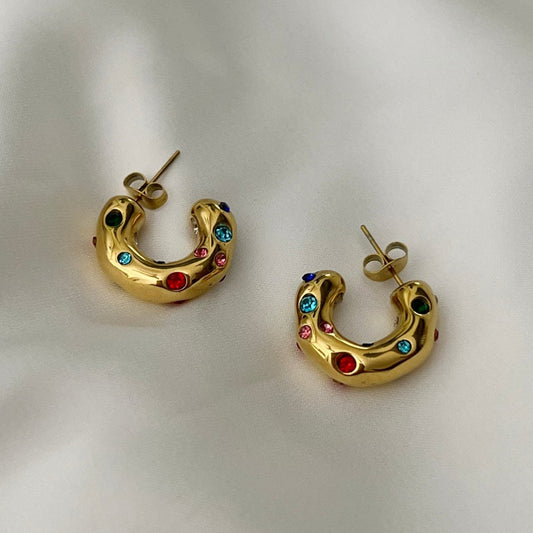 Aria Hoops (multi coloured) - 18k gold plated | anti tarnish | waterproof