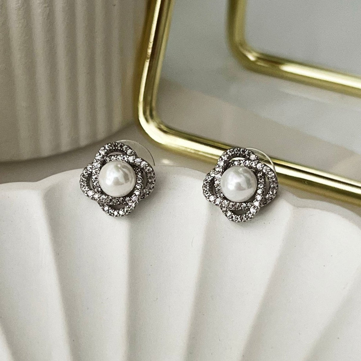Pearl Diamond Studs